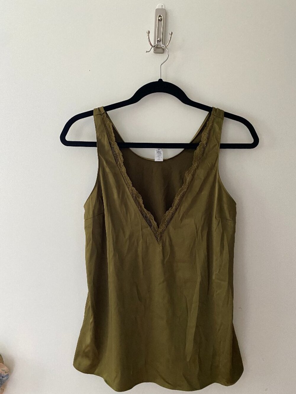 Green silk lace tank